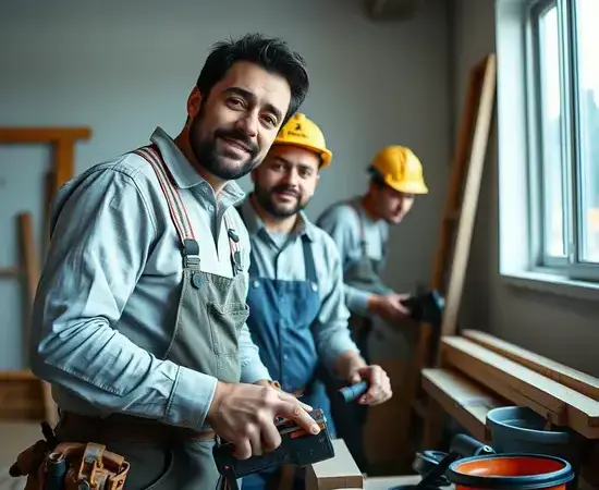 Our skilled mobile home renovation team working on a project