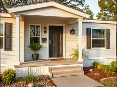 Complete mobile home exterior renovation with new landscaping